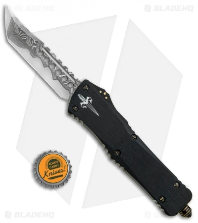 Marfione Custom Combat Troodon Hellhound Tanto OTF W/ Brass Ring HW (Damascus) 6 Marfione Custom Combat Troodon Hellhound Tanto OTF W/ Brass Ring HW (Damascus) - Image 4