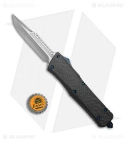 Marfione Custom Combat Troodon Interceptor OTF CF/Blue Ti (3.8" Two-Tone SW) -Microtech Marfione Custom Combat Troodon Interceptor CF Blue TT SW BHQ 67592 jr bottlecap