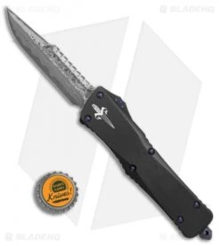 Marfione Custom Combat Troodon Interceptor W/ Ringed Purple HW (3.8" Damascus) -Microtech Marfione Custom Combat Troodon Interceptor ringed purple hw damascus BHQ 75756 er bottlecap