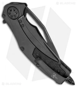 Marfione Custom Matrix-R Flipper Knife Carbon Fiber (3.75" DLC Hand Rubbed) -Microtech Marfione Custom Matrix R CF TT Satin BHQ 68437 jr side