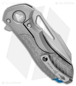 Marfione Custom Protocol Ti Bolster W/ Silvertwill CF Handle. (3" Satin) -Microtech Marfione Custom Protocol Ti Bolster w Silvertwill CF Handle 3 SW BHQ 124738 LS Side