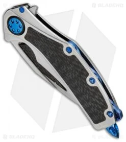 Marfione Custom Super Matrix-R Knife Titanium/Carbon Fiber (3.75" Mirror/CF) -Microtech Marfione Custom Super Matrix R MP CF Hand Rubbed Blue Ti BHQ 68377 jr spine