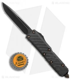 Marfione Custom UTX-85 OTF Automatic Knife CF W/ Cu Ringed HW (DLC Stonewash) -Microtech Marfione Custom UTX 85 cf cu ringed hw dlc sw BHQ 75768 er bottlecap
