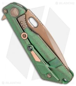 Marfione/Strider Custom MSG-3.5 Flipper Knife Green/Copper (3.5" Bronze Satin) -Microtech Marfione Strider Custom MSG copper inlay bronze satin BHQ 71509 er side