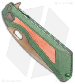 Marfione/Strider Custom MSG-3.5 Flipper Knife Green/Copper (3.5" Bronze Satin) -Microtech Marfione Strider Custom MSG copper inlay bronze satin BHQ 71509 er spine