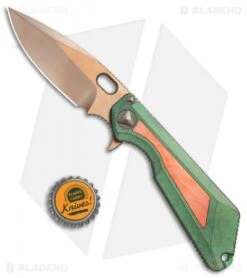 Marfione/Strider Custom MSG-3.5 Flipper Knife Green/Copper (3.5" Bronze Satin) -Microtech Marfione Strider Custom MSG copper inlay bronze satin BHQ 71509 jr bottlecap