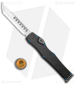Marfione Custom Halo VI Hellhound Tanto OTF Carbon Fiber/Blue HW (4.4" Mirror) -Microtech Marfione custom Halo VI Hellhound Tanto OTF CF Blue HW Mirror BHQ 97557 jr bottlecap