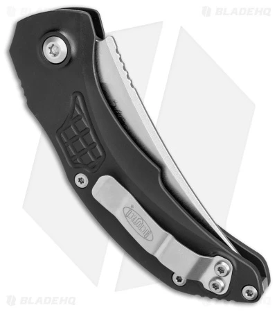 Microtech Brachial Automatic Knife Black Aluminum (3.25" Serrated Stonewash) 5 Microtech Brachial Automatic Knife Black Aluminum (3.25" Serrated Stonewash) - Image 3