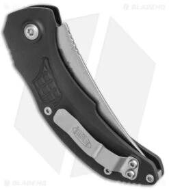 Microtech Brachial Automatic Knife Black Aluminum (3.25" Stonewash) -Microtech Microtech Branchial Auto SE STD 268A 10 BHQ 140429 jr side