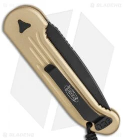 Microtech LUDT Automatic Knife Champagne Gold (3.4" Black) -Microtech Microtech Champagne LUDT Automatic Knife Black PLN BHQ 1187 LS Side