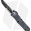 Microtech Combat Troodon Automatic OTF Knife Tanto Gray (3.8" Black Serr) -Microtech Microtech Combat Troodon Auto OTF Tanto Gray Black Serr 144 2GY BHQ 98225 jr 1