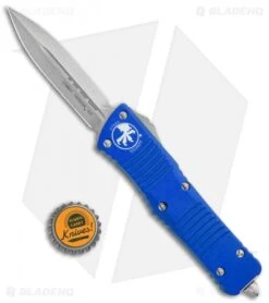Microtech Combat Troodon D/E OTF Automatic Knife Blue (3.8" Stonewash) -Microtech Microtech Combat Troodon D E OTF Automatic Knife Blue 3.8in Stonewash 142 10BL BHQ 98051 Bottlecap