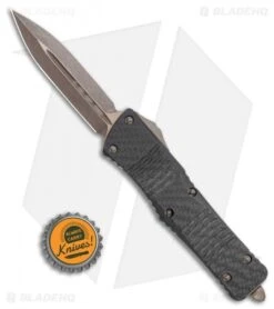 Microtech Signature Series Combat Troodon D/E OTF Knife CF (3.8" Bronze) -Microtech Microtech Combat Troodon D E OTF Knife Carbon Fiber 3.8in Bronze 142 13CFS BHQ 113952 LS Bottlecap