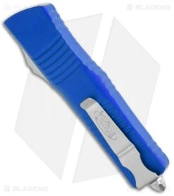 Microtech Combat Troodon D/E OTF Automatic Knife Blue (3.8" Stonewash) -Microtech Microtech Combat Troodon DE Auto Blue SW BHQ 98051 jr side