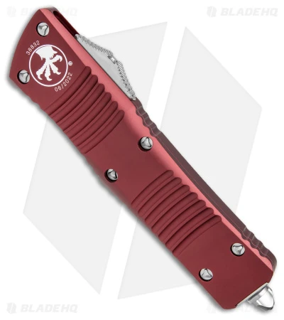 Microtech Combat Troodon D/E OTF Knife Maroon (3.8" Stonewash Serr) 142-11MR 4 Microtech Combat Troodon D/E OTF Knife Maroon (3.8" Stonewash Serr) 142-11MR - Image 2