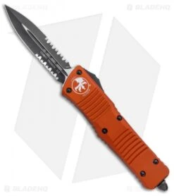 Microtech Combat Troodon D/E OTF Auto Knife Orange (3.8" Black Serr) 142-2OR
