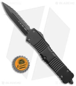 Microtech Combat Troodon D/E OTF Auto Knife Shadow Black (3.8" Black Full Serr) -Microtech Microtech Combat Troodon DE Shadow OTF Auto Black Black Full Serr BHQ 146592 jr bottlecap
