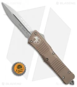 Microtech Combat Troodon D/E OTF Automatic Knife Tan (3.8" SW Serr ) 142-11TA -Microtech Microtech Combat Troodon DE tan sw serr BHQ 71361 er size