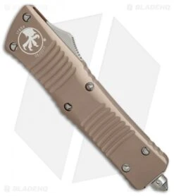 Microtech Combat Troodon D/E OTF Automatic Knife Tan (3.8" SW Serr ) 142-11TA -Microtech Microtech Combat Troodon DE tan sw serr BHQ 71361 er spine