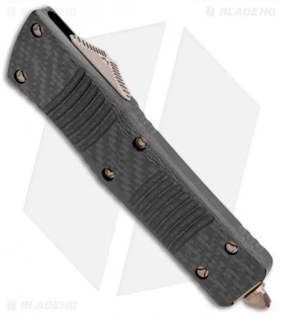 Microtech Combat Troodon Hellhound Tanto OTF Knife Carbon Fiber (3.8" Bronzed) 4 Microtech Combat Troodon Hellhound Tanto OTF Knife Carbon Fiber (3.8" Bronzed) - Image 2