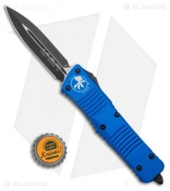 Microtech Combat Troodon D/E OTF Automatic Knife Blue (3.8" Black) 142-1BL -Microtech Microtech Combat Troodon OTF Auto Blue Dagger 142 1BL BHQ 10343 ns bottlecap
