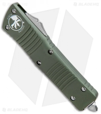 Microtech Combat Troodon OTF Knife D/E Dagger OD Green (3.8" SW Full Serr) 4 Microtech Combat Troodon OTF Knife D/E Dagger OD Green (3.8" SW Full Serr) - Image 2