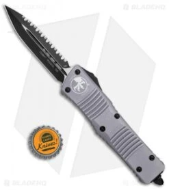Microtech Combat Troodon OTF Dagger Automatic Knife Gray (3.8" Black Full Serr) -Microtech Microtech Combat Troodon OTF Dagger Auto Gray Black Full Serr BHQ 98079 jr bottlecap
