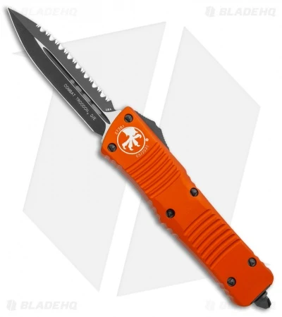 Microtech Combat Troodon OTF Dagger Automatic Knife Orange (Black Full Serr) 3 Microtech Combat Troodon OTF Dagger Automatic Knife Orange (Black Full Serr)
