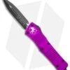 Microtech Combat Troodon OTF D/E Dagger Knife Violet (3.8" Black Plain) -Microtech Microtech Combat Troodon OTF Dagger Violet Black 142 1VI BHQ 98073 jr