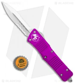 Microtech Combat Troodon OTF Knife D/E Dagger Violet (3.8" Satin Serr) -Microtech Microtech Combat Troodon OTF Dagger Violet Satin Serr 142 5VI BHQ 98095 jr bottlecap