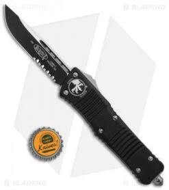 Microtech Combat Troodon S/E OTF Automatic Knife (3.8" Black Serr) 143-2 -Microtech Microtech Combat Troodon SE OTF Auto Black Serr 143 2 BHQ 23824 jr bottlecap 2