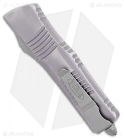 Microtech Combat Troodon S/E OTF Automatic Knife Gray Distressed (3.8")143-10DGY -Microtech Microtech Combat Troodon SE OTF Auto Gray Distressed 143 10DGY BHQ 100238 jr side