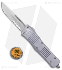 Microtech Combat Troodon S/E OTF Automatic Knife Gray (3.8" Stonewash Serr) -Microtech Microtech Combat Troodon SE OTF Gray SW Serr 143 11GY BHQ 98110 jr bottlecap 1