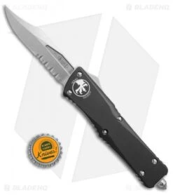 Microtech Combat Troodon S/E Bowie OTF Knife (3.8"Stonewash Serr) 146-11 -Microtech Microtech Combat Troodon SE bowie sw serr BHQ 67609 er size