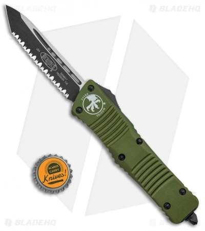 Microtech Combat T/E Automatic OTF Knife OD Green (3.8" Black Full Serr) 6 Microtech Combat T/E Automatic OTF Knife OD Green (3.8" Black Full Serr) - Image 4