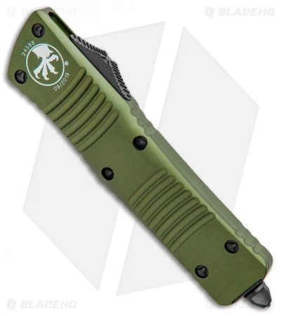 Microtech Combat T/E Automatic OTF Knife OD Green (3.8" Black Full Serr) 4 Microtech Combat T/E Automatic OTF Knife OD Green (3.8" Black Full Serr) - Image 2