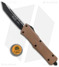 Microtech Combat Troodon T/E OTF Automatic Knife Tan G-10 (3.8" Black) -Microtech Microtech Combat Troodon TE OTF Auto Tan G 10 Black 144 1GTTA BHQ 91963 jr bottlecap
