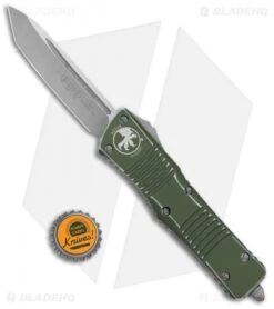 Microtech Combat Troodon Tanto OTF Automatic Distressed OD Green (4" Apoc) -Microtech Microtech Combat Troodon TE OTF Auto Tanto Distress Green Apocalyptic BHQ 131517 jr bottlecap