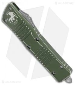 Microtech Combat Troodon Tanto OTF Automatic Distressed OD Green (4" Apoc) -Microtech Microtech Combat Troodon TE OTF Auto Tanto Distress Green Apocalyptic BHQ 131517 jr spine