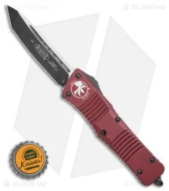 Microtech Combat Troodon Tanto OTF Automatic Knife Merlot Red (3.8" Black) -Microtech Microtech Combat Troodon Tanto OTF Automatic Knife Merlot 3.8in Black 144 1MR BHQ 115737 LS Bottlecap