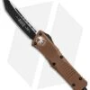 Microtech Combat Troodon T/E Automatic OTF Knife Tan (3.8" Black) 144-1TA -Microtech Microtech Combat Troodon Tanto Tan Two Tone BHQ 88777 er jr