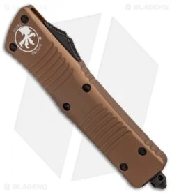 Microtech Combat Troodon T/E Automatic OTF Knife Tan (3.8" Black) 144-1TA -Microtech Microtech Combat Troodon Tanto Tan Two Tone BHQ 88777 er spine
