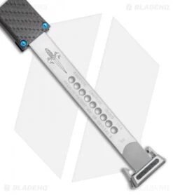 Marfione Custom Halo VI Hellhound Tanto OTF CF Top W/Blue HW (4.4" Mirror) -Microtech Microtech Custom Halo VI Hellhound Tanto OTF CF Top Blue HW Mirror 351 MCK BHQ 99416 ns pull