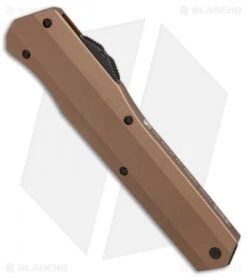 Microtech Cypher D/E OTF Automatic Knife Smooth Tan (4" Black Full Serr) -Microtech Microtech Cypher DE Smooth Tan Black Full Serr BHQ 87576 er spine