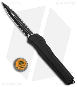 Microtech Cypher D/E OTF Auto Knife Tactical (4" Black Serr) 242M-D3T -Microtech Microtech Cypher DE Tactical Black Serr 242M D3T BHQ 94128 jr bottlecap