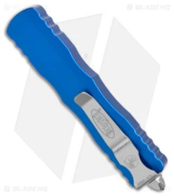 Microtech Dirac D/E OTF Automatic Knife Blue Aluminum (2.88" Stonewash) -Microtech Microtech Dirac DE OTF Auto Blue Aluminum SW BHQ 179062 jr side