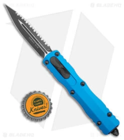 Microtech Dirac Dagger OTF Automatic Knife Blue (2.88" Black Full Serr) 225-3 BL -Microtech Microtech Dirac Dagger OTF Auto Blue Black Full Serr BHQ 176958 jr bottlecap