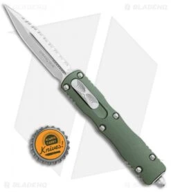 Microtech Dirac Dagger OTF Automatic Knife OD Green (2.88" Stonewash Full Serr) -Microtech Microtech Dirac Dagger OTF Auto OD Green SW Full Serr BHQ 111330 jr bottlecap 1