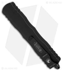Microtech Dirac Delta D/E OTF Automatic Knife Black (3.75" Black Serr) 227-2T -Microtech Microtech Dirac Delta DE OTF AK Black 3in Black Serr BHQ 175697 td side