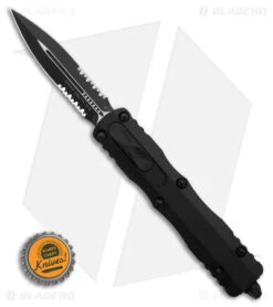 Microtech Dirac Delta D/E OTF Automatic Knife Black (3.75" Black Serr) 227-2T -Microtech Microtech Dirac Delta DE OTF AK Black 3in Black Serr BHQ 175697 td size